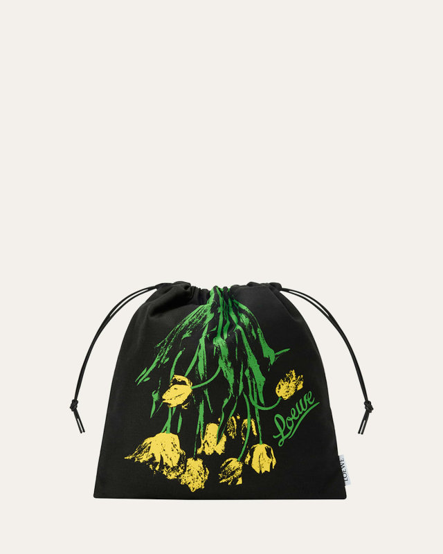 x Paula's Ibiza Small Tulip Drawstring Pouch Bag in Cotton and Linen